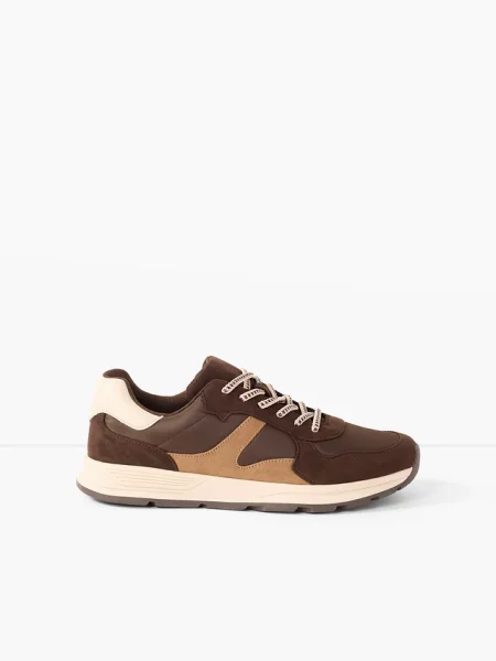 Sneakersy w stylu retro brązowe
