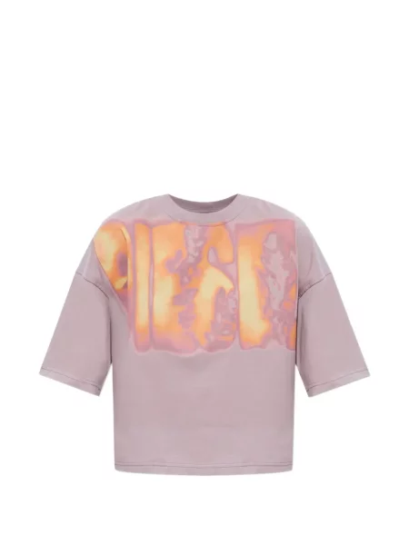 Decupat tricou Diesel cu imagine violet