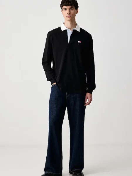 Tricou cu mânecă lungă Tommy Jeans negru