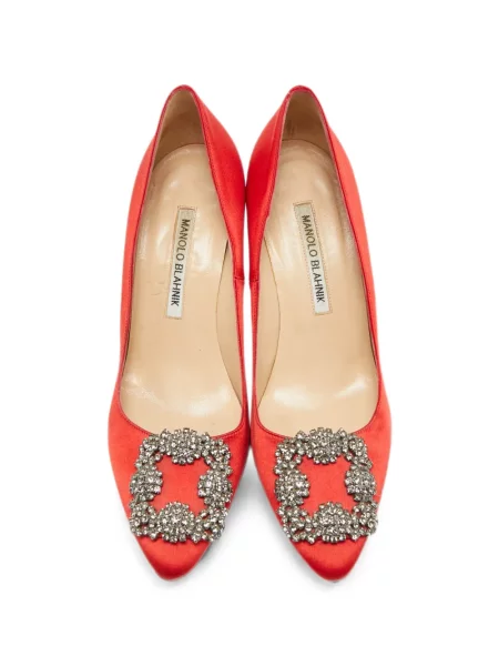Pantofi cu toc Manolo Blahnik cu cataramă roșu