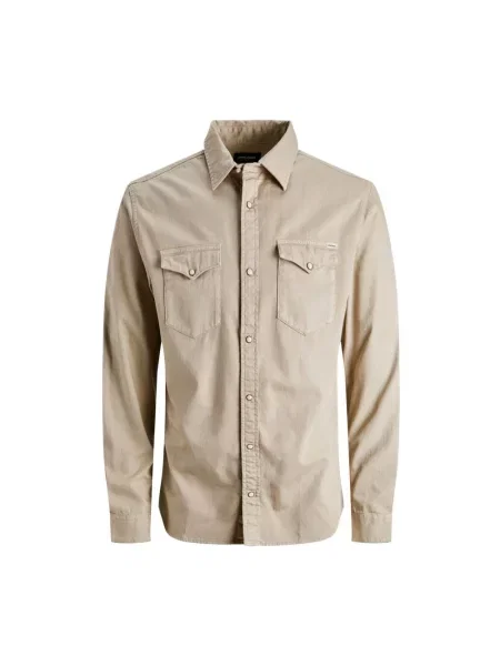 Koszula casualowa o kroju slim fit z kołnierzykiem typu kent model ‘ESHERIDAN’ Jack&jones beżowa