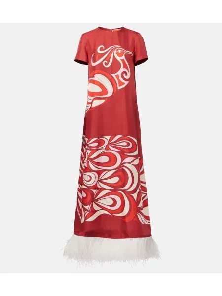 Jedwabna maksi sukienka maxi La Doublej garniturowa czerwona