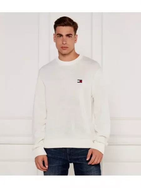 Tommy Jeans Kötött pulóver gyapjú hozzáadásával fehér