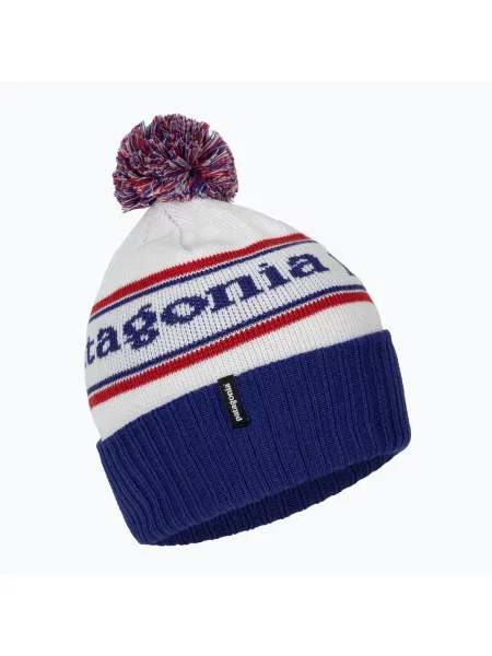 Patagonia Powder Town zimní čepice park stripe / viking blue bílý