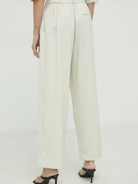 Kalhoty Samsoe Samsoe Zuri jednoduché high waist béžová