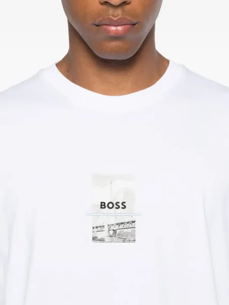 Tricou Boss cu imagine alb