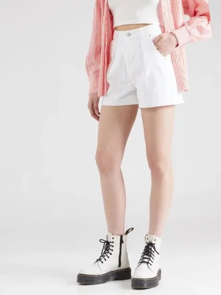 Trendyol Pantaloni cu cute alb denim