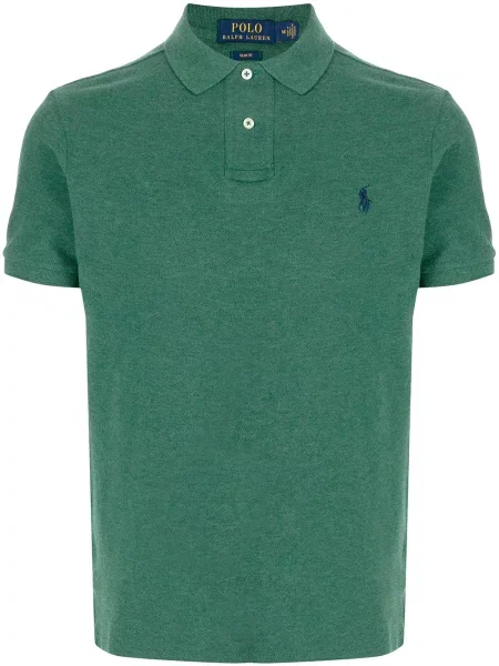 Костюм поло тениска Polo Ralph Lauren бродирана на райета зелено