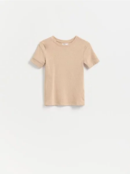 Reserved Tricou cu adaos de modal bej