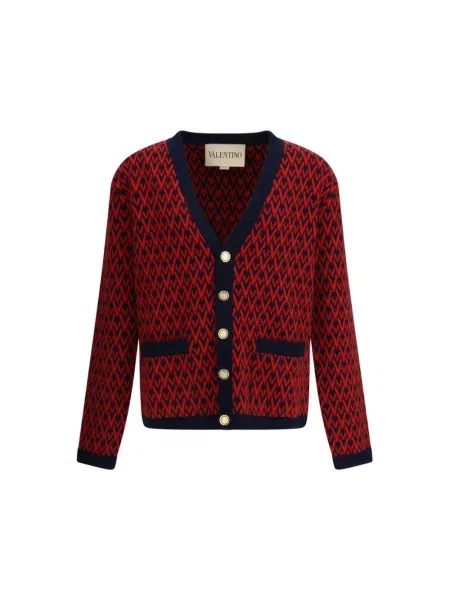 Lniany sweter Valentino elegancki z autografem czerwony