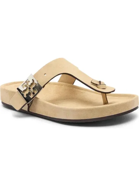 Chiloți tanga Tory Burch din piele bej