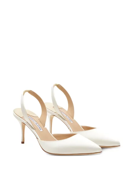 Pantofi cu toc Manolo Blahnik slingback alb