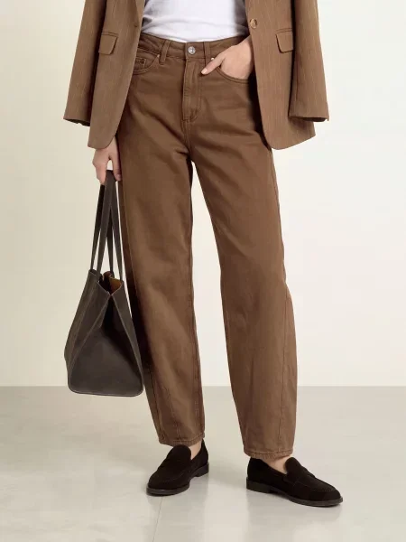 Ichi Barrel Džíny Ihblich denim brown washed hnědé