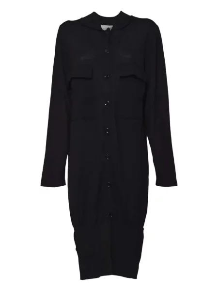 Dzianinowa sukienka midi Solotre do kolan garniturowa czarna