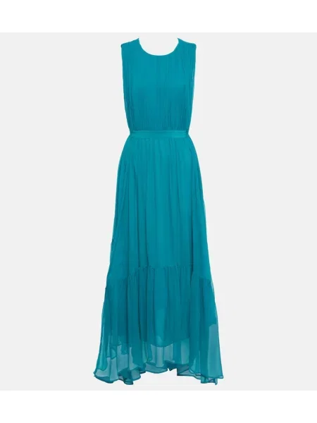 Svilena midi obleka Ulla Johnson zelena