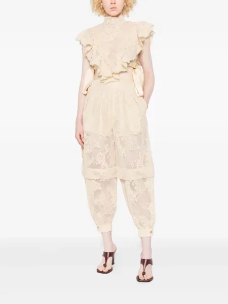 Pantaloni Zimmermann cu model floral din dantelă