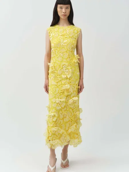 Rochie midi Simkhai din dantelă galben