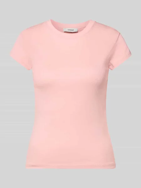 T-shirt z okrągłym dekoltem model EVERYDAY' Topshop różowa