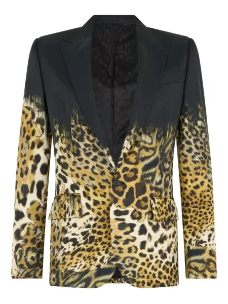 Sacou Roberto Cavalli cu imagine cu model leopard negru