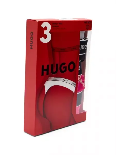 Hugo Bodywear Tanga 3 darab DESIGN rózsaszín