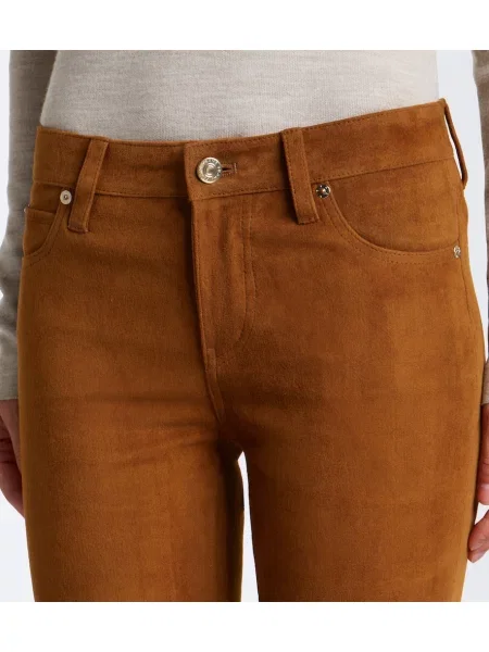 Pantaloni Frame din piele de căprioară evazate maro