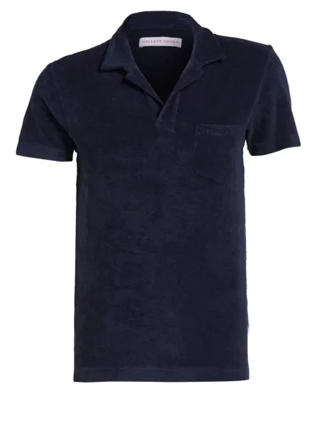 Orlebar Brown Koszulka Polo Z Frotte Terry blau brązowe