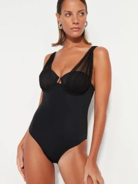 Costum de baie Trendyol plasă negru