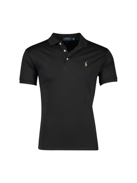 Dzianinowa koszulka polo Ralph Lauren z krótkim rękawem czarna