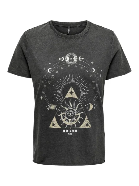 ONLY Tricou ONLLucy auriu / negru / murdar alb