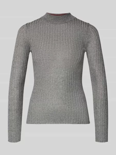 Sweter z dzianiny z prążkowaną stójką Marella