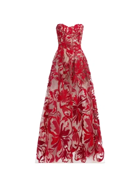 Rochie maxi Elie Saab de catifea roșu
