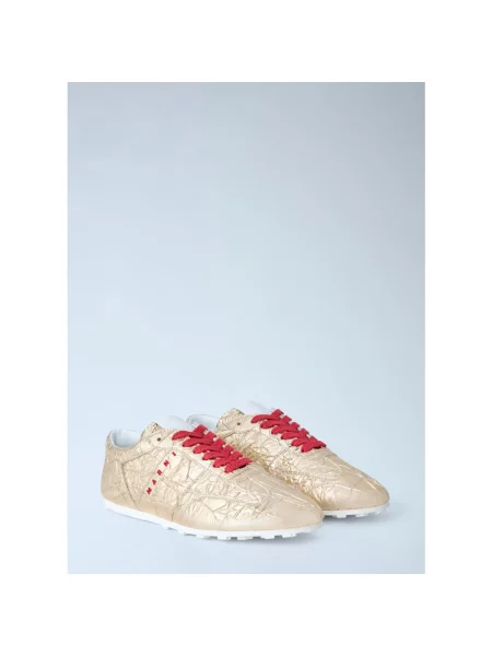 Sneakersy Marni skórzane z logo żółte