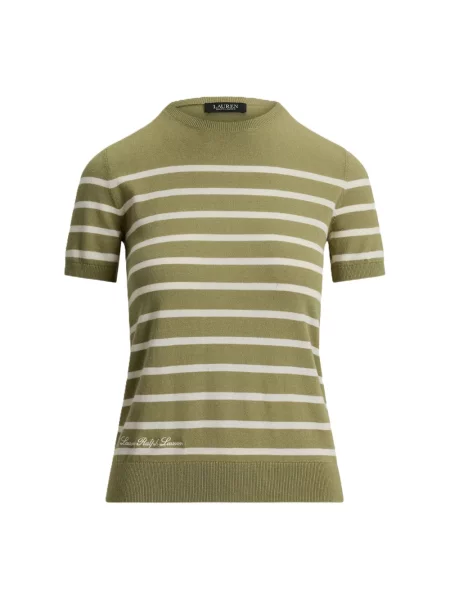 Sweter Ralph Lauren w paski z krótkim rękawem z paskiem zielony