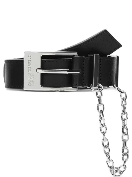 Cu centură curea Karl Lagerfeld Jeans din piele negru