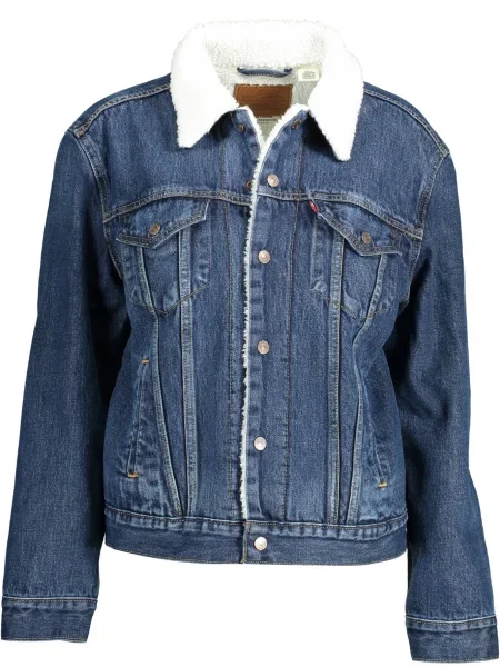Sztuczne futro kurtka jeansowa Levi's niebieska