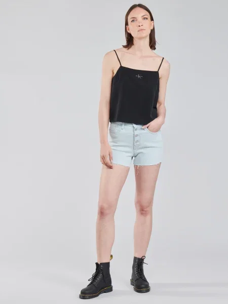 Magas derekú rövid denim ruha Calvin Klein Jeans kék