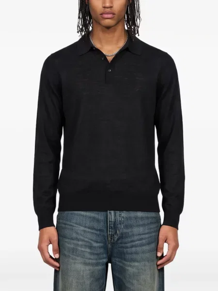 Lung tricou polo Kangra negru