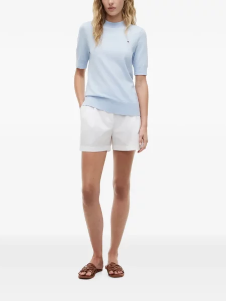 Scurt top Tommy Hilfiger cu broderie albastru