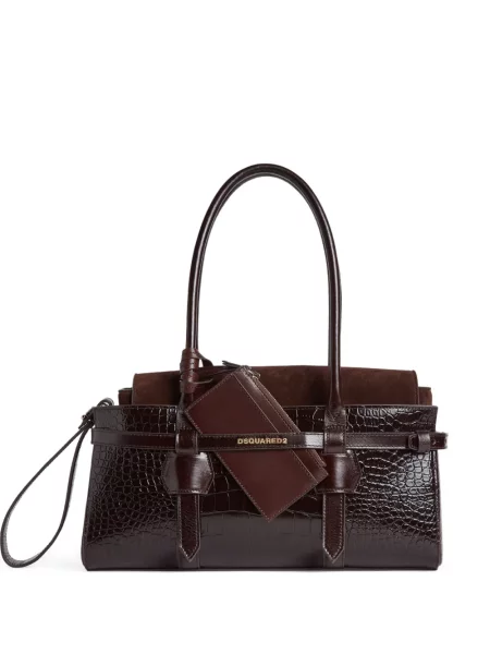 Geantă shopper Dsquared2 din piele maro