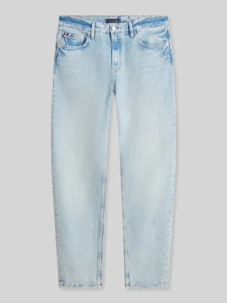 Jeansy o kroju tapered fit z czystej bawełny model HARLEM' Tommy Hilfiger niebieski