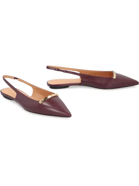 Balerinki Tod's skórzane z otwartą piętą czerwone