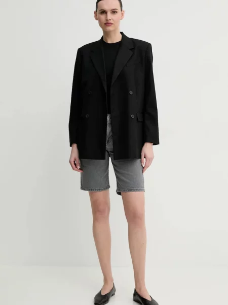 Marynarka Herman dwurzędowa gładka czarny