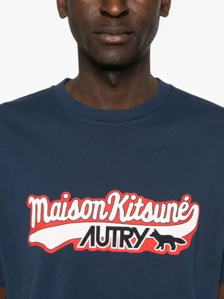 Tricou Maison Kitsune cu imagine albastru