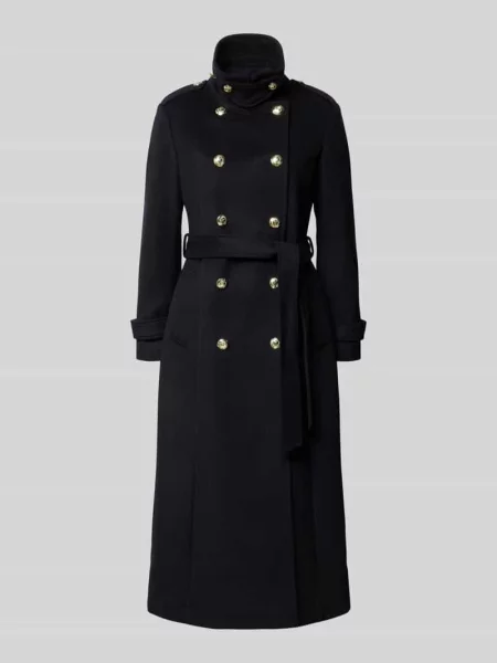 Płaszcz o kroju regular fit z dodatkiem wełny Lauren Ralph Lauren granatowy
