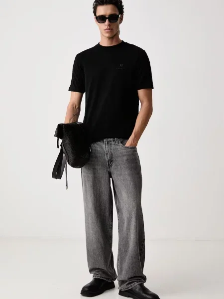 Karl Lagerfeld tričko pánske s elastanom čierna
