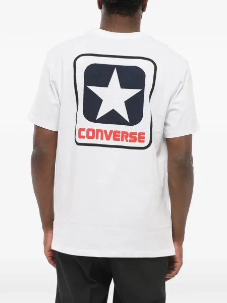 Top Converse cu platformă din canvas cu imagine alb