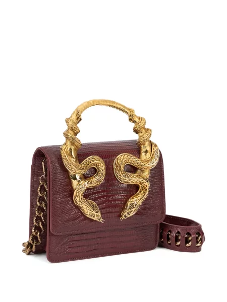 Geantă Roberto Cavalli cu model piele de șarpe roșu