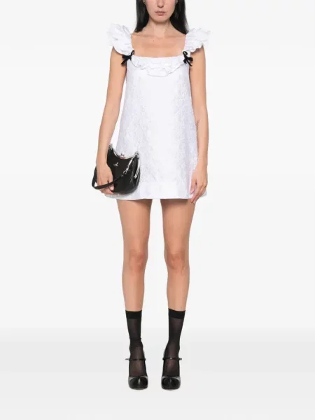 Rochie mini Shushu/tong cu volane din dantelă alb