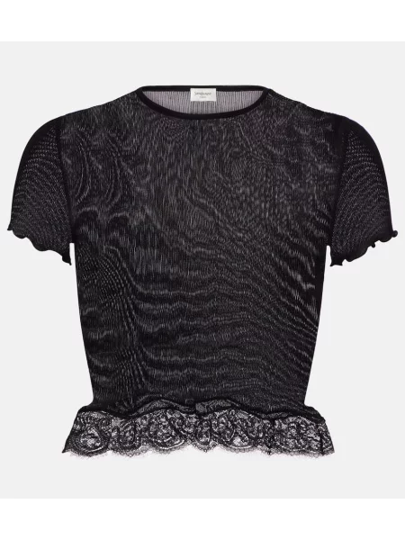 Top Saint Laurent de mătase negru