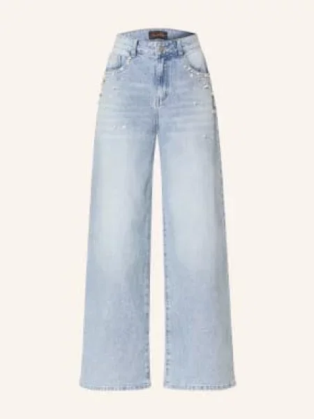 Miss Goodlife Dżinsy Z Szerokimi Nogawkami I Ozdobnymi Perełkami blau niebieskie